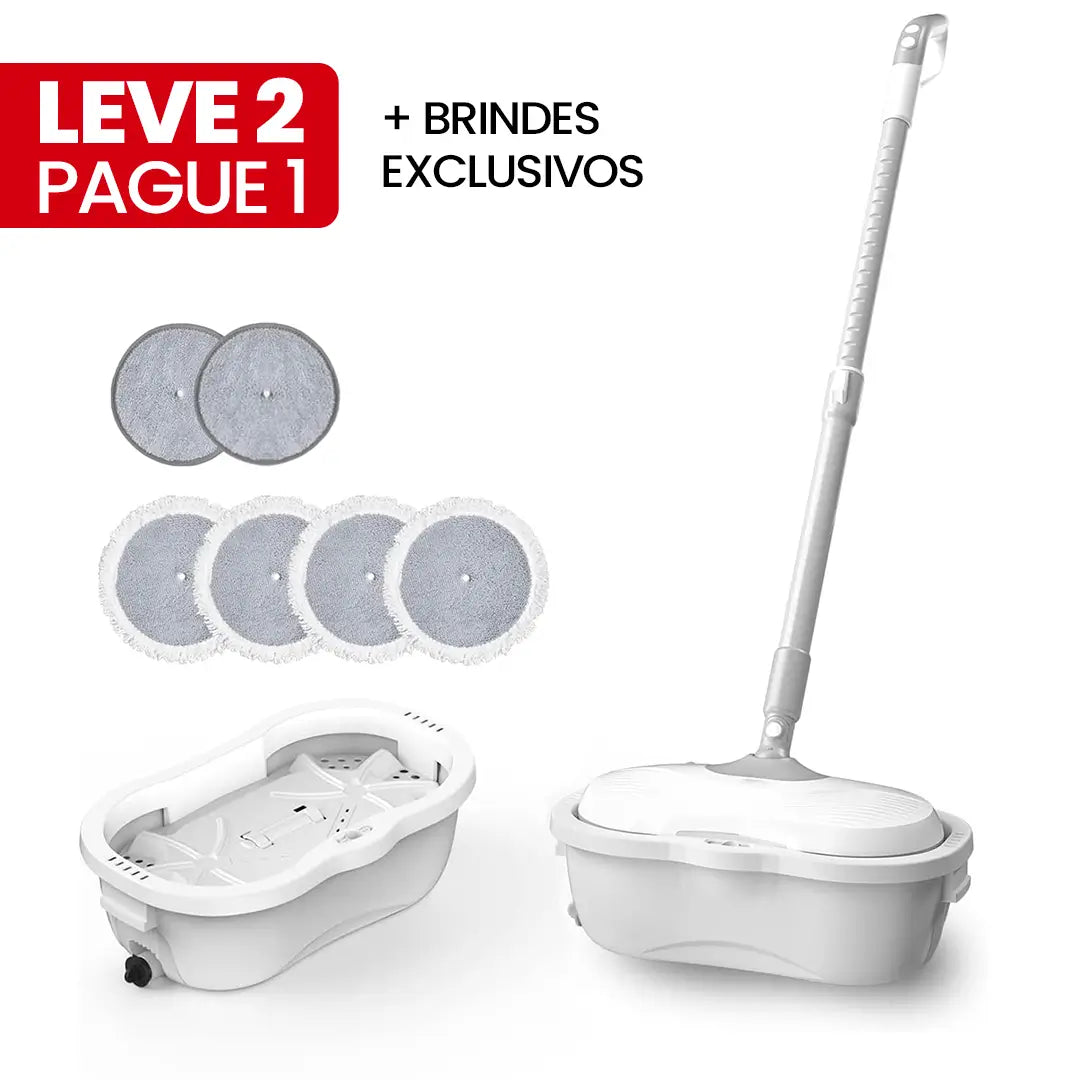[LEVE 2 PAGUE 1] Mop Elétrico Soluna + BRINDES: Módulos de Limpeza e Tanque Suporte