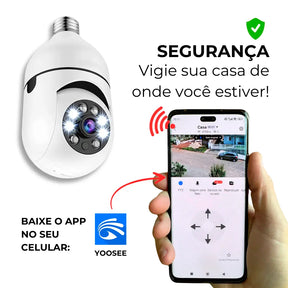[LEVE 4 PAGUE 1] Câmera de Segurança 360° HD com Visão Noturna + BRINDES: Tranca Elétrica + Mini Refletor LED