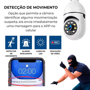 [LEVE 4 PAGUE 1] Câmera de Segurança 360° HD com Visão Noturna + BRINDES: Tranca Elétrica + Mini Refletor LED