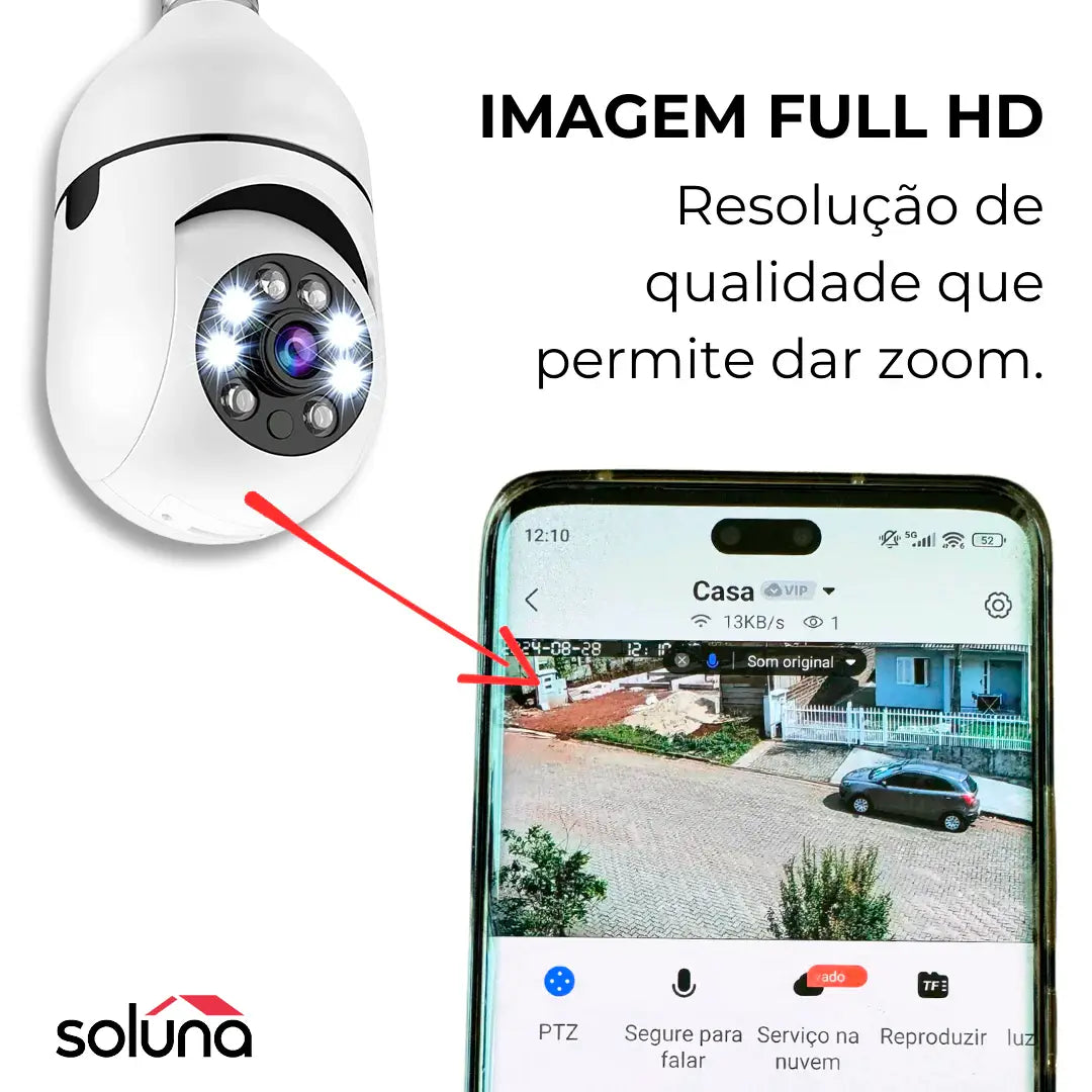 [LEVE 4 PAGUE 1] Câmera de Segurança 360° HD com Visão Noturna + BRINDES: Tranca Elétrica + Mini Refletor LED